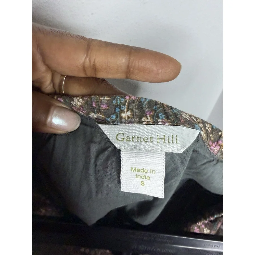 Garnet Hill Floral Cotton Maxi Skirt Size S Boho Peasant Prairie Cottagecore